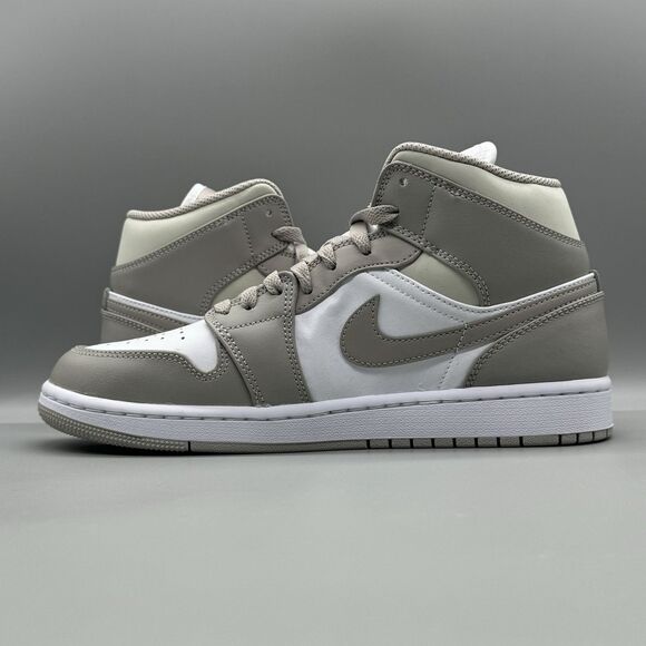 Nike Air Jordan 1 Mid Men's Size 8 College Grey Light Bone-White 554724-082 - Picture 6 of 12